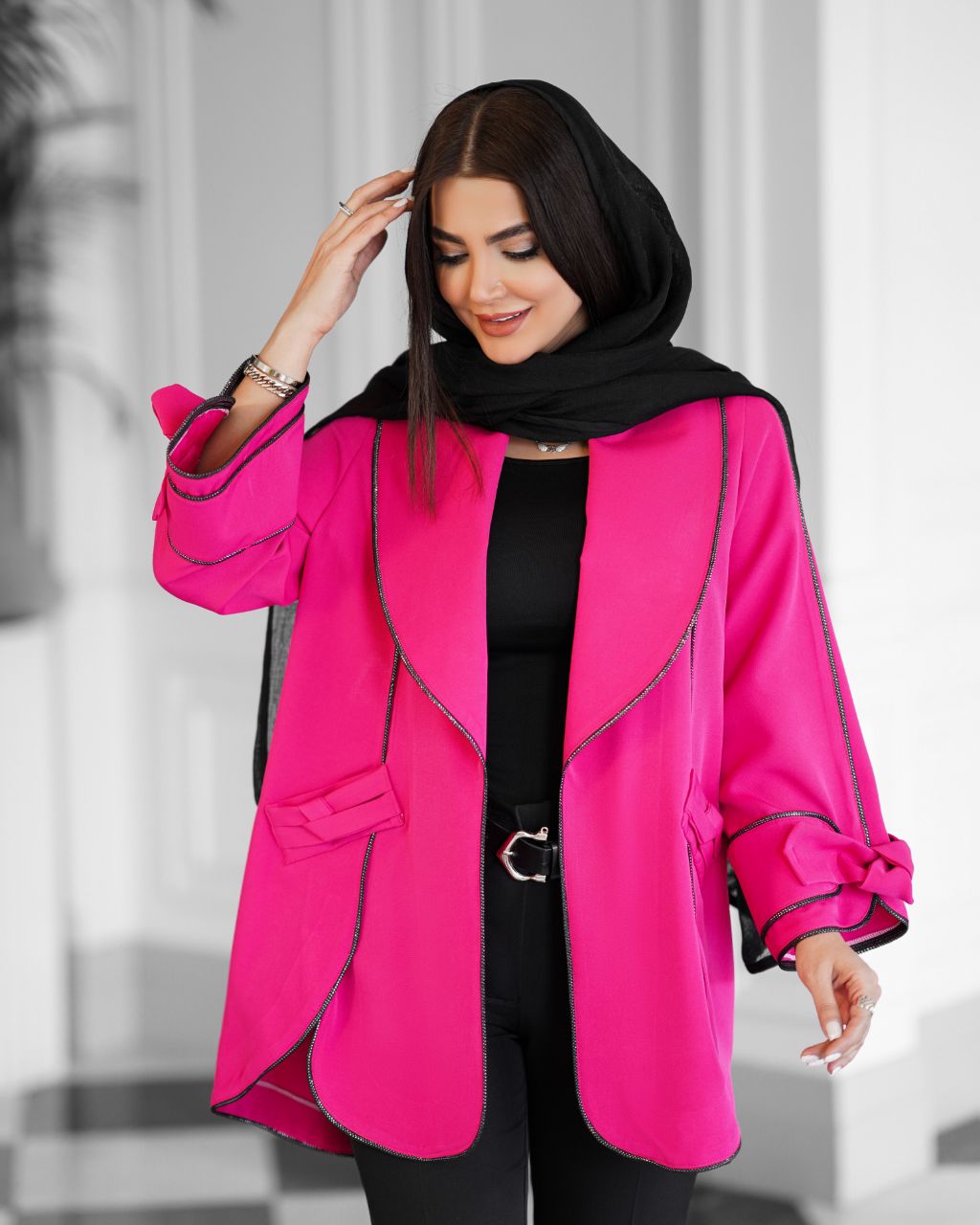 کت مزونی آستین پاپیونی مغزی دوزی