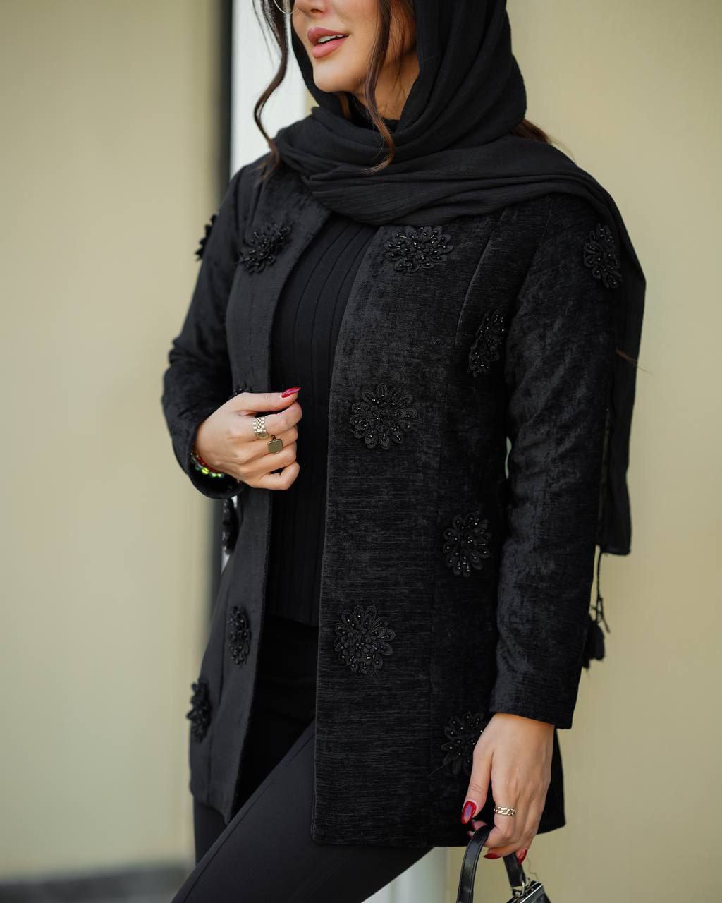 مانتو کتی مزونی مخمل کارشده