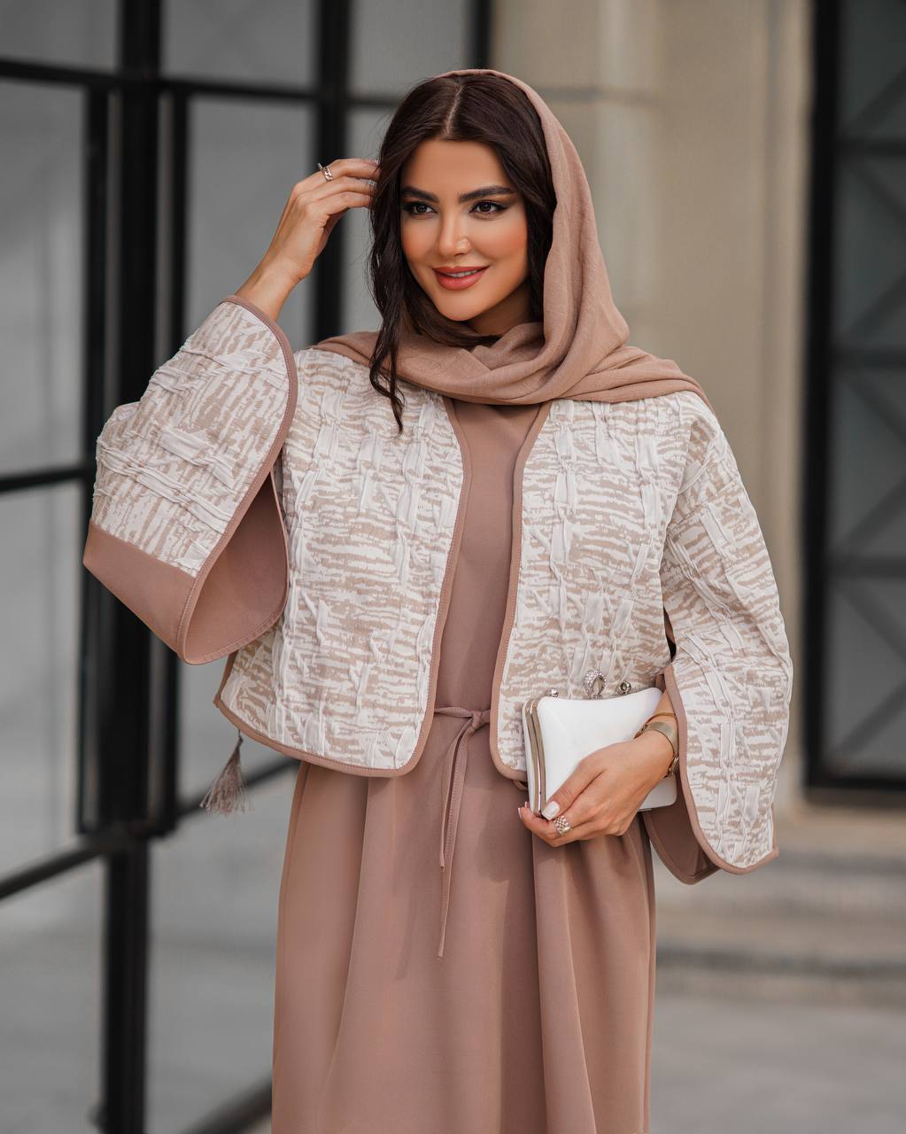 کت سارافون آستین کلوش ژاکارد