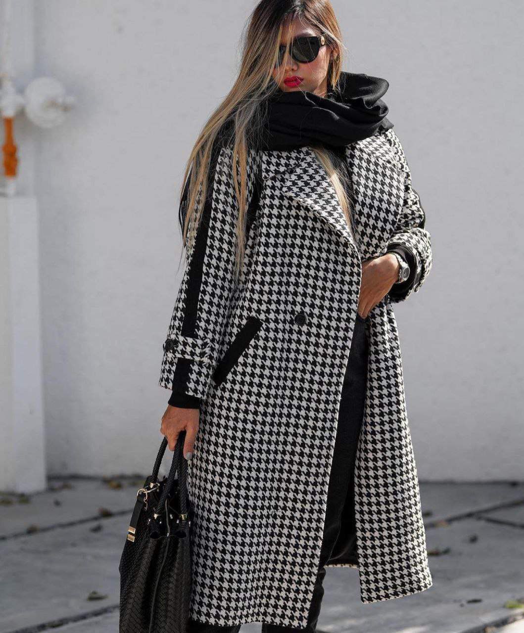 پالتوی بلند ترکیبی چرم ریما