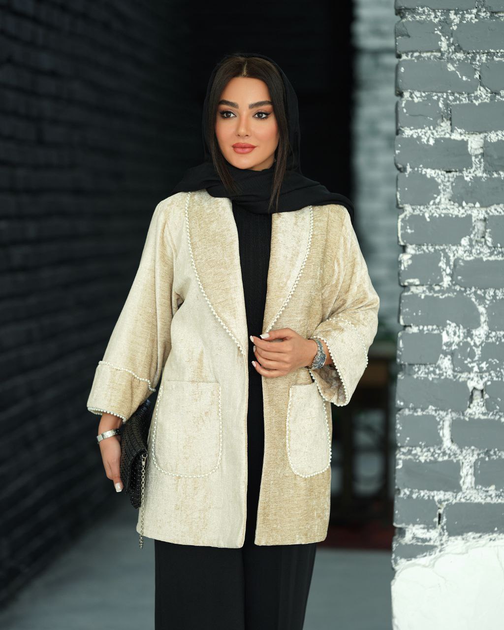 کت مخمل مروارید دوزی مزونی
