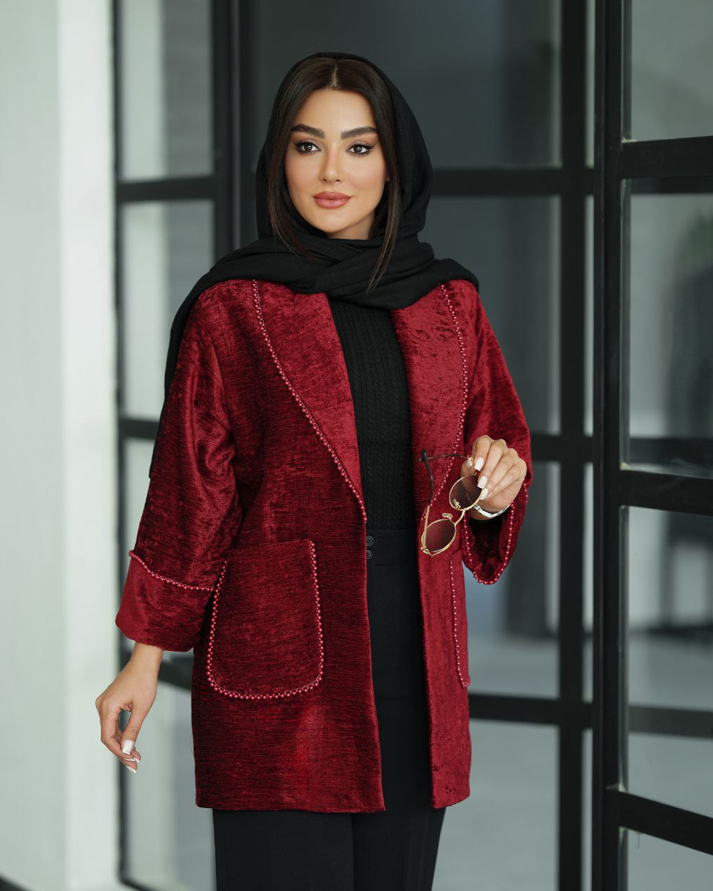 کت مخمل مروارید دوزی مزونی