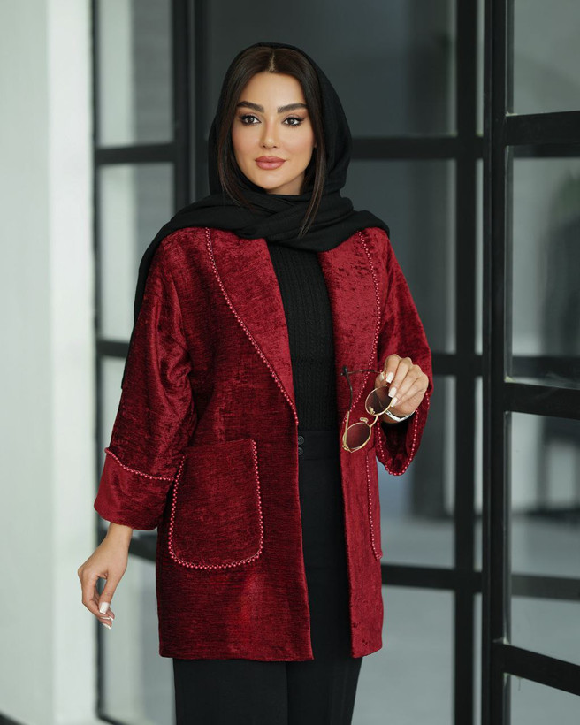 کت مخمل مروارید دوزی مزونی