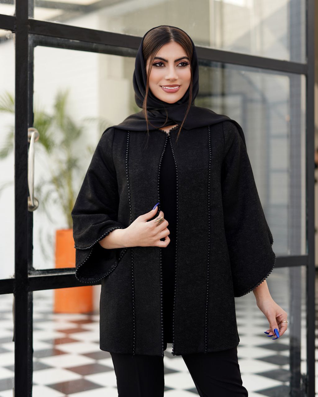 کت مجلسی آستین شیپوری مروارید دوزی