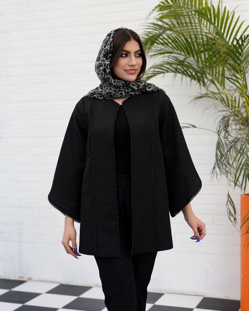 کت مجلسی آستین شیپوری مروارید دوزی