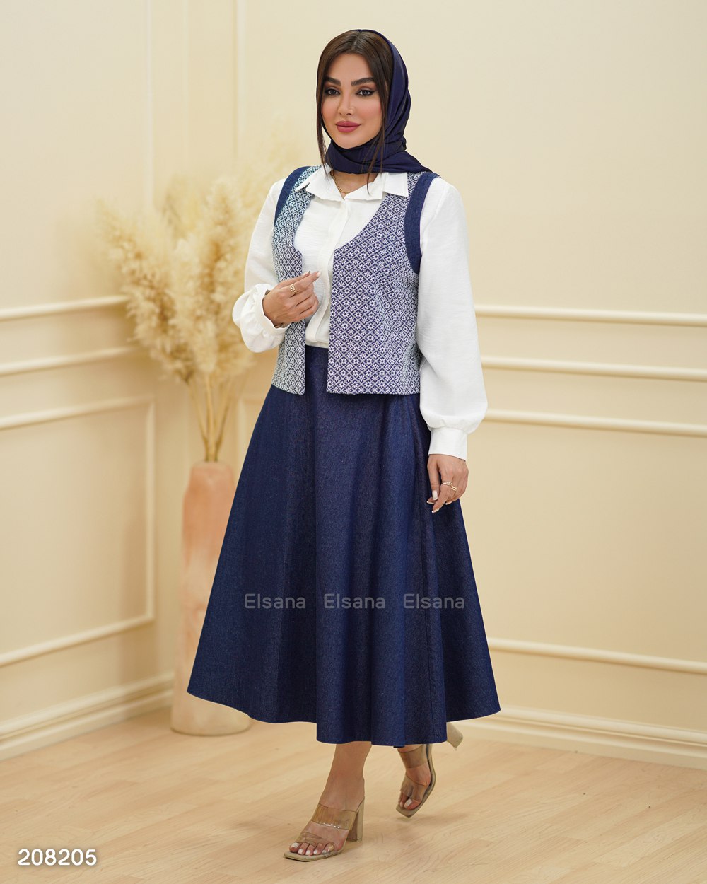 ست سه تیکه لی آنویا ( شومیز دامن جلیقه)