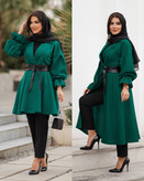مانتو مزونی کلوش کمربندچرم ( در دو قد)