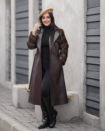 پالتو ترکیبی چرم و پوست مزونی