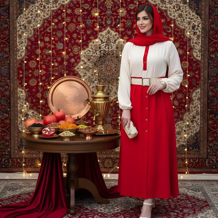 ست سه تیکه مجلسی یلدایی( شومیز دامن کمربند)