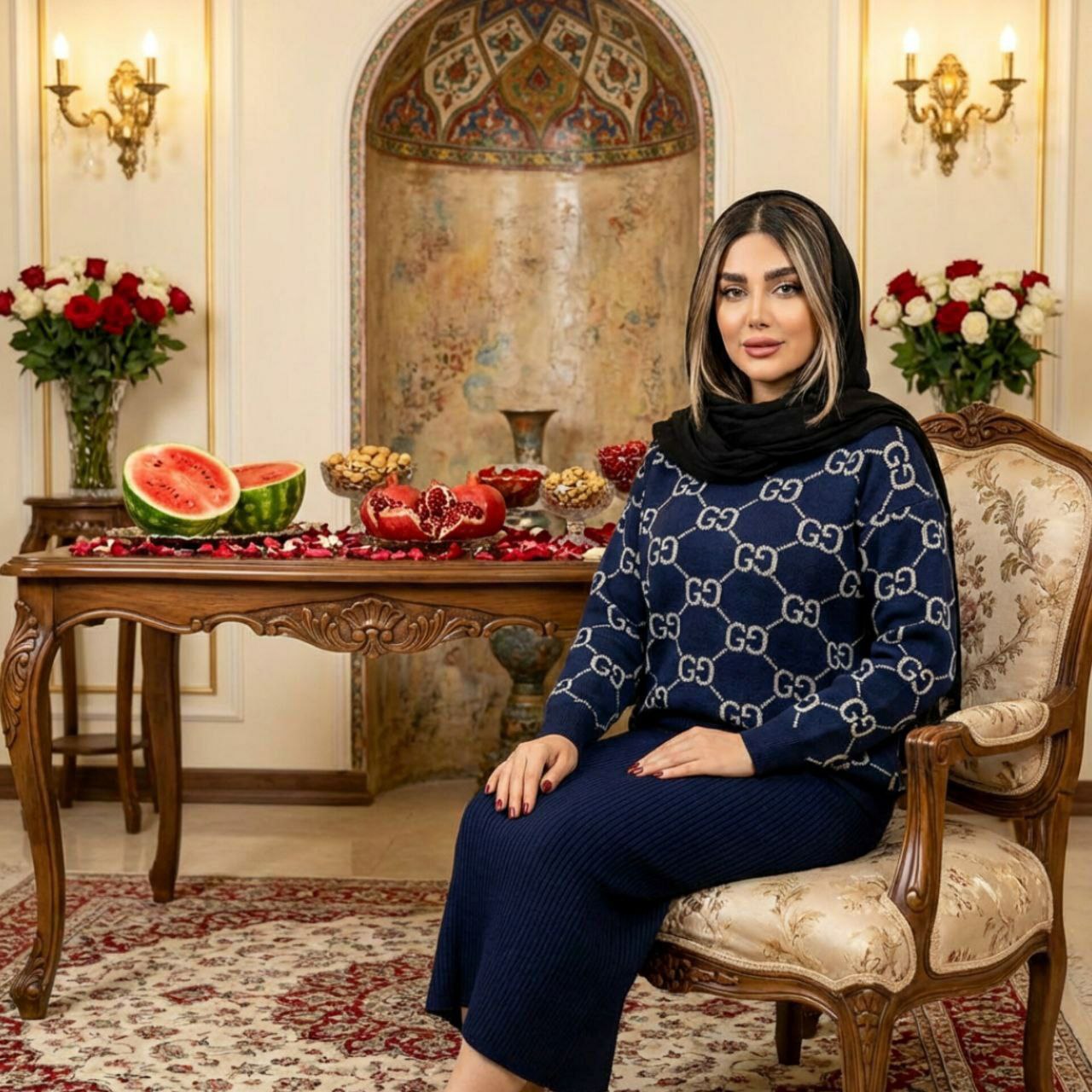 ست رویه سارافون بافت گوچی
